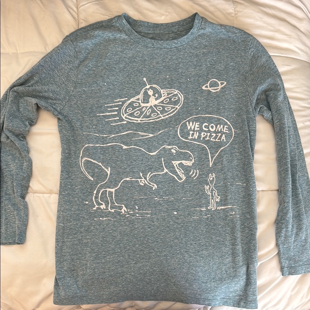 Kids Blue Graphic Long Sleeve Shirt